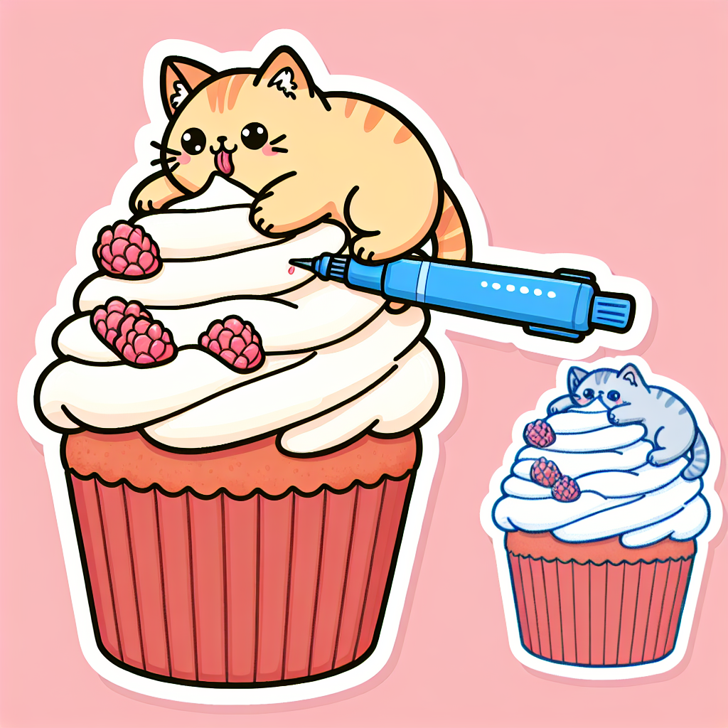 sticker-A cat sitting on top of a giant cupcake, licking the frosting-cute stickers-1733095347598